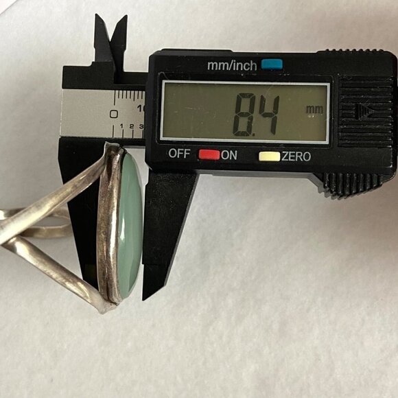 Sterling Silver 925 Large Oval Green Chalcedony Split Band Cuff Bracelet Sz 8" - Picture 15 of 16